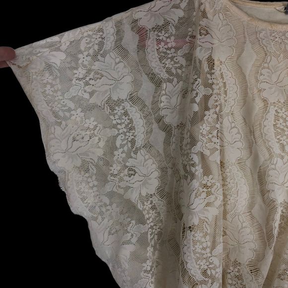 Fossil Lacy Boxy Blouse, Shabby Victorian, Bohemian, Casual or Dress sz XS - Picture 3 of 7
